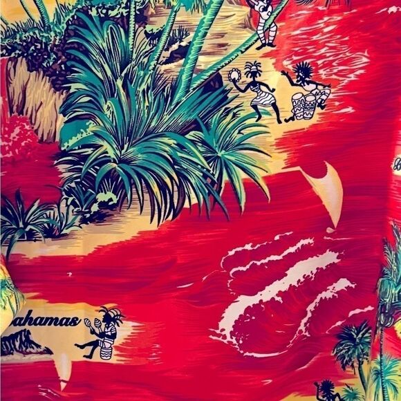 2 for $10 Men’s Blowout Sale Men's RINA Red Caribbean Themed Shirt - Small - Picture 6 of 6